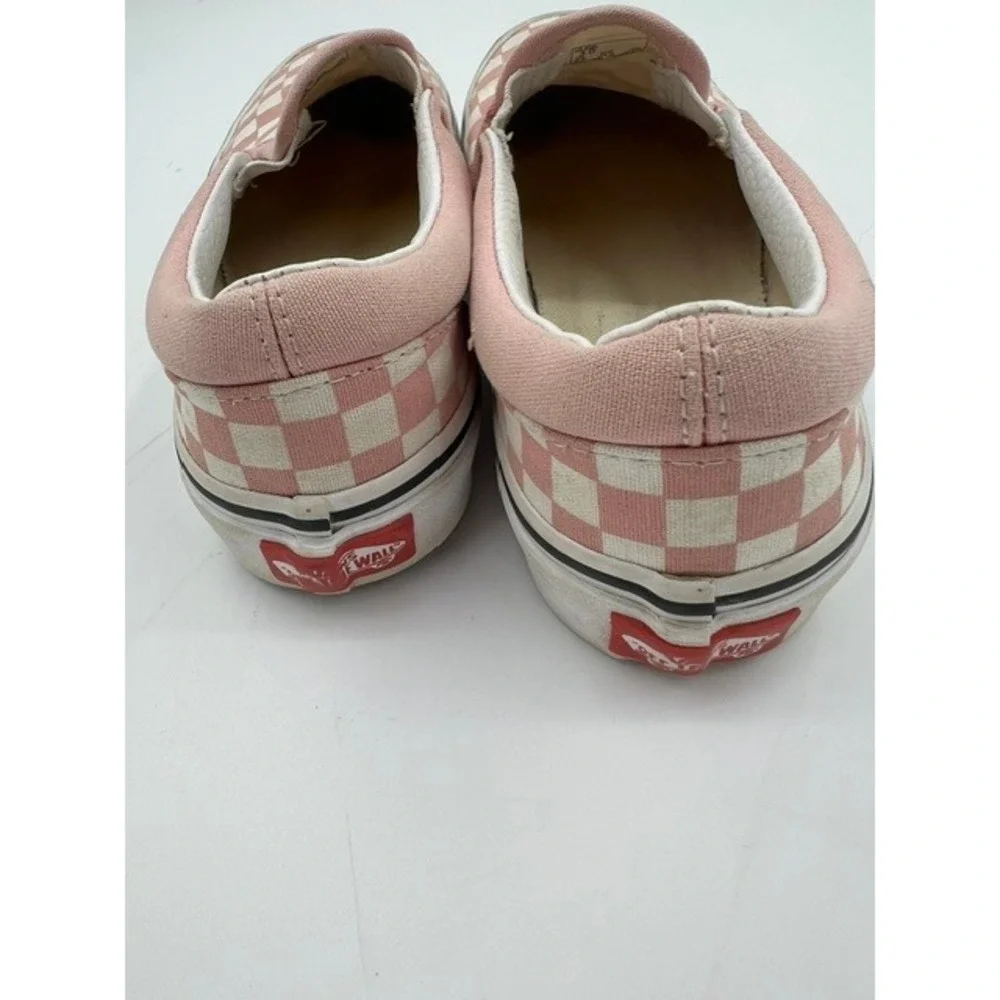Vans Slip On Kids Size 3 Pink White Good Checkerboard Canvas Skate Shoes